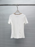 Burberry Fashion Embroidered War Horse One Neck T-shirt Women's Versatile Short Sleeves