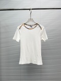 Burberry Fashion Embroidered War Horse One Neck T-shirt Women's Versatile Short Sleeves