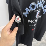 Moncler Fashion Denim Patch Embroidered Round Neck T-shirt Couple Casual Loose Short Sleeve