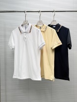 Burberry Classic Embroidered War Horse Grid Flip Collar Flip Collar Short Sleeve