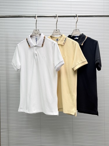 Burberry Classic Embroidered War Horse Grid Flip Collar Flip Collar Short Sleeve