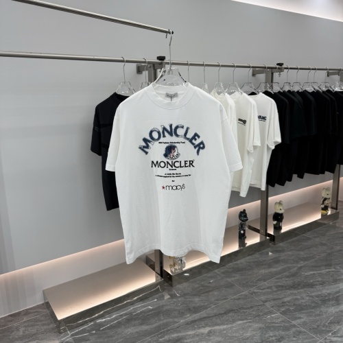 Moncler Fashion Denim Patch Embroidered Round Neck T-shirt Couple Casual Loose Short Sleeve