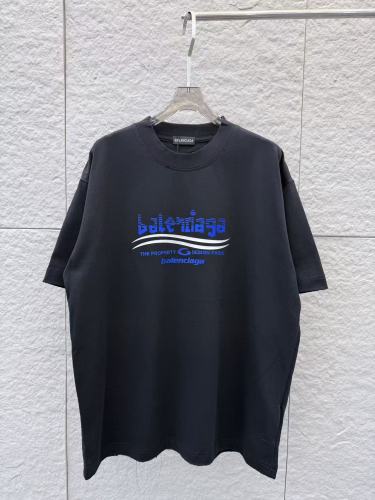 Balenciaga Fashion 3D Logo Printed Round Neck T-shirt Couple Casual Loose Short Sleeve