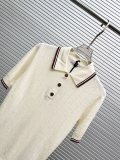 Moncler 26SS New Women's Fashion Academy Style Contrast Color Shorts Sleeved Knitted Polo Shirt