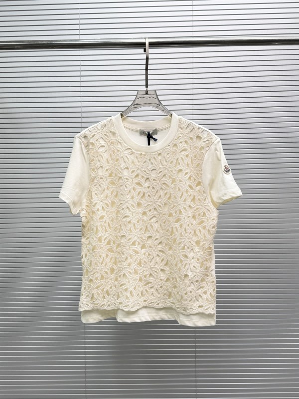 Moncler 26SS Women's New Fashion Hook Flower Round Neck T-shirt