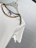 Burberry Fashion Embroidered War Horse One Neck T-shirt Women's Versatile Short Sleeves