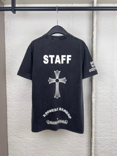 Chrome Hearts Classic Cross Wash T-shirt Couple Loose Casual Short Sleeve