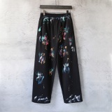 Balenciaga New Couple Embroidered Logo Graffiti Splash Ink Printed Casual Pants