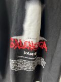 Balenciaga Fashion Damaged Logo Printed Washed T-shirt Couple Loose Casual Short Sleeve