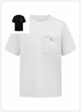 Prada Classic Triangle Zipper Pocket Short Sleeve Unisex Casual Loose T-shirt