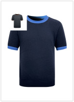 Prada Couple Fashion Triangle Logo Cashmere Short Sleeve Sweater Prada Couple Fashion Triangle Logo Cashmere Short Sleeve Sweater