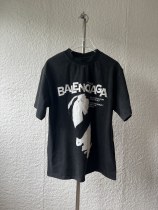 Balenciaga 26SS Fashion Portrait Letter Sunglasses Printed Water Washed T-shirt Couple Loose Casual Short Sleeve