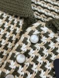 Louis Vuitton Fashion Olive Green Thousand Bird Grid Knitted Short Sleeve Polo Shirt