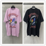 Balenciaga 26SS Fashion Wave Coconut Tree Printed T-shirt Couple Casual Oversize Short Sleeve