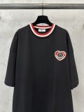 Moncler Fashion Heavy Industry Embroidery Color Contrasting Round Neck T-shirt Couple Casual Short Sleeve