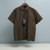 Fendi Classic Full Logo Casual Versatile Short Sleeve Shirt Fendi Classic Full Logo Casual Versatile Short Sleeve Shirt