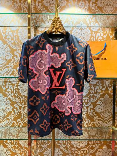 Louis Vuitton Fashion Full Logo Printed Short Sleeve Unisex Casual Loose Shorts Set