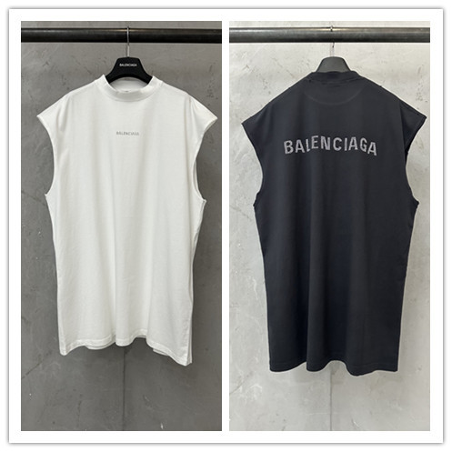 Balenciaga Couple Fashion Hot Diamond Logo Versatile Sleeveless Tank Top