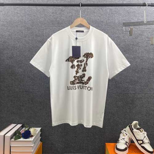 Louis Vuitton 26SS Fashion Plush Hot Diamond Logo T-shirt Unisex Casual Oversize Short Sleeve