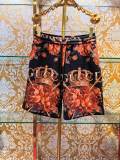 Gucci Fashion Flower Crown Printed Short Sleeve Unisex Casual Loose Shorts Set