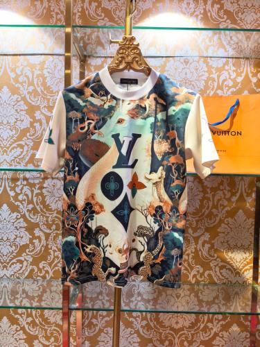 Louis Vuitton Fashion Full Logo Printed Short Sleeve Unisex Casual Loose Shorts Set