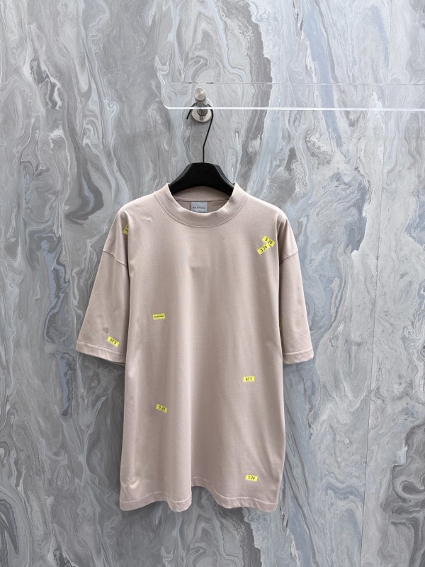 Balenciaga 26SS Fashion 520 Stickers Round Neck T-shirt Unisex Casual Oversize Short Sleeve