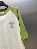 Ami Paris Fashion Love Embroidered Splicing Short Sleeve Couple Casual Loose T-shirt