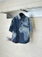 Louis Vuitton Fashion Full Logo Printed Washed Casual Short sleeved Denim Shirt