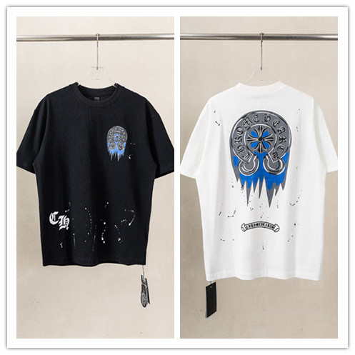 Chrome Hearts Fashion 3D Printed T-shirt Couple Casual Oversize Short Sleeve