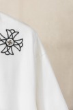 Chrome Hearts Classic Heavy Embroidered Cross T-shirt Couple Casual Oversize Short Sleeve