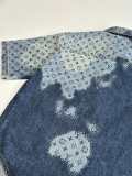 Louis Vuitton Fashion Full Logo Printed Washed Casual Short sleeved Denim Shirt