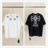 Chrome Hearts Classic Heavy Embroidered Cross T-shirt Couple Casual Oversize Short Sleeve