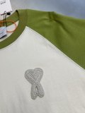 Ami Paris Fashion Love Embroidered Splicing Short Sleeve Couple Casual Loose T-shirt