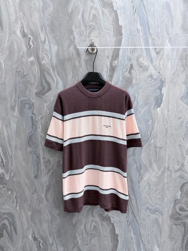 Louis Vuitton 26SS Unisex Fashion Stripe Color blocked Round Neck Knitted Short Sleeve