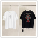 Chrome Hearts Fashion Diamond Cross T-shirt Couple Casual Oversize Short Sleeve