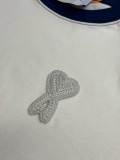 Ami Paris Fashion Love Embroidered Splicing Short Sleeve Couple Casual Loose T-shirt
