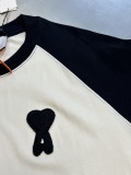 Ami Paris Fashion Love Embroidered Splicing Short Sleeve Couple Casual Loose T-shirt