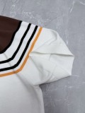 Fendi 26SS Fashion FF Jacquard Contrasting Shoulder Short Sleeved Polo Shirt