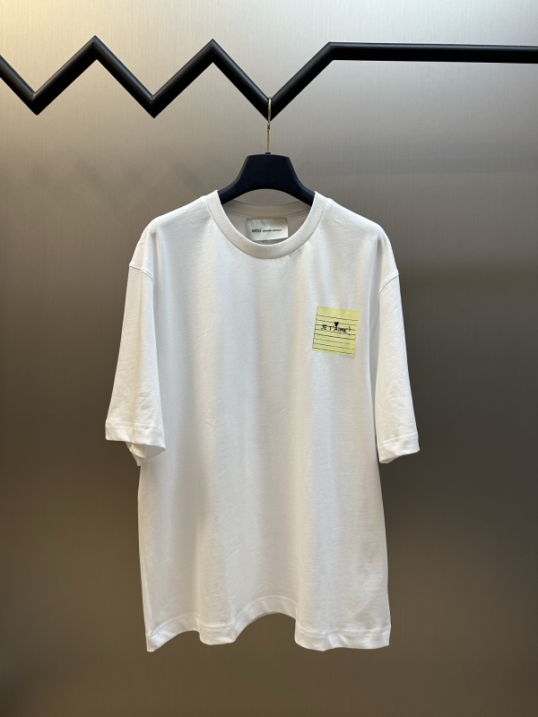 Ami Paris Fashion Memo Printed Short Sleeve Couple's Casual Versatile T-shirt