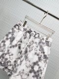 Louis Vuitton Couple Fashion Black and White Pixel Dyeing Printed Shirt Short Sleeve Set