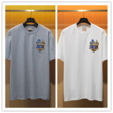 Dior Fashion Heavy Industry Embroidered Round Neck T-shirt Unisex Casual Loose Short Sleeve