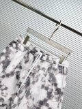 Louis Vuitton Couple Fashion Black and White Pixel Dyeing Printed Shirt Short Sleeve Set