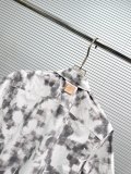 Louis Vuitton Couple Fashion Black and White Pixel Dyeing Printed Shirt Short Sleeve Set