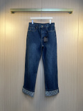 Louis Vuitton 26SS Fashion Curled Legs Logo Jacquard Jeans