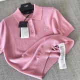 Gucci Fashion Versatile Embroidered GG Wool Knitted Polo Shirt
