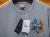 Dior Fashion Heavy Industry Embroidered Round Neck T-shirt Unisex Casual Loose Short Sleeve