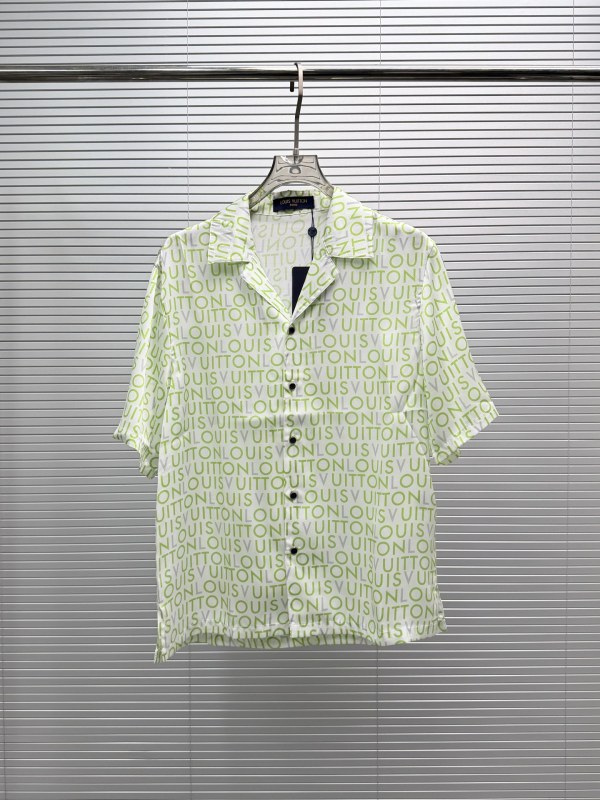 Louis Vuitton Fashion Mulberry Silk Logo Printed Casual Collar Short Sleeved Shirt