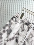 Louis Vuitton Couple Fashion Black and White Pixel Dyeing Printed Shirt Short Sleeve Set