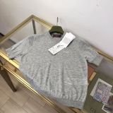 Gucci 26SS Fashion Versatile Logo Jacquard Goat Velvet Mulberry Silk Round Neck Short Sleeve