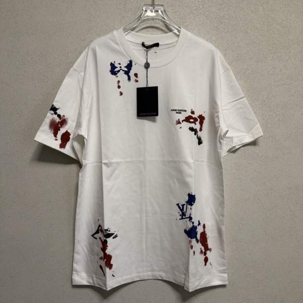 Louis Vuitton Fashion Graffiti Letter Printed Short Sleeve Unisex Casual Round Neck T-shirt